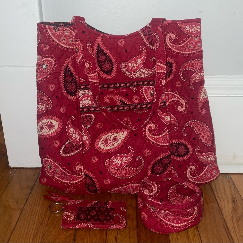 Retired Vera Bradley Mesa Red Tote with accessories